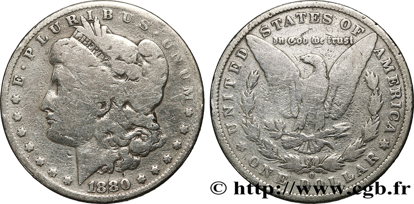 ÉTATS-UNIS D AMÉRIQUE 1 Dollar type Morgan 1880 Nouvelle Orléans B+ 