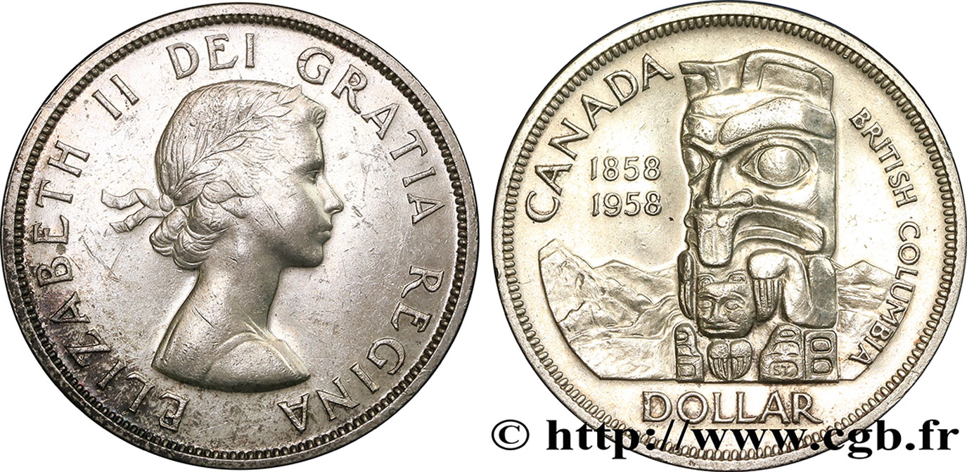 CANADA 1 Dollar Elisabeth II / Colombie Britannique 1958  SUP 
