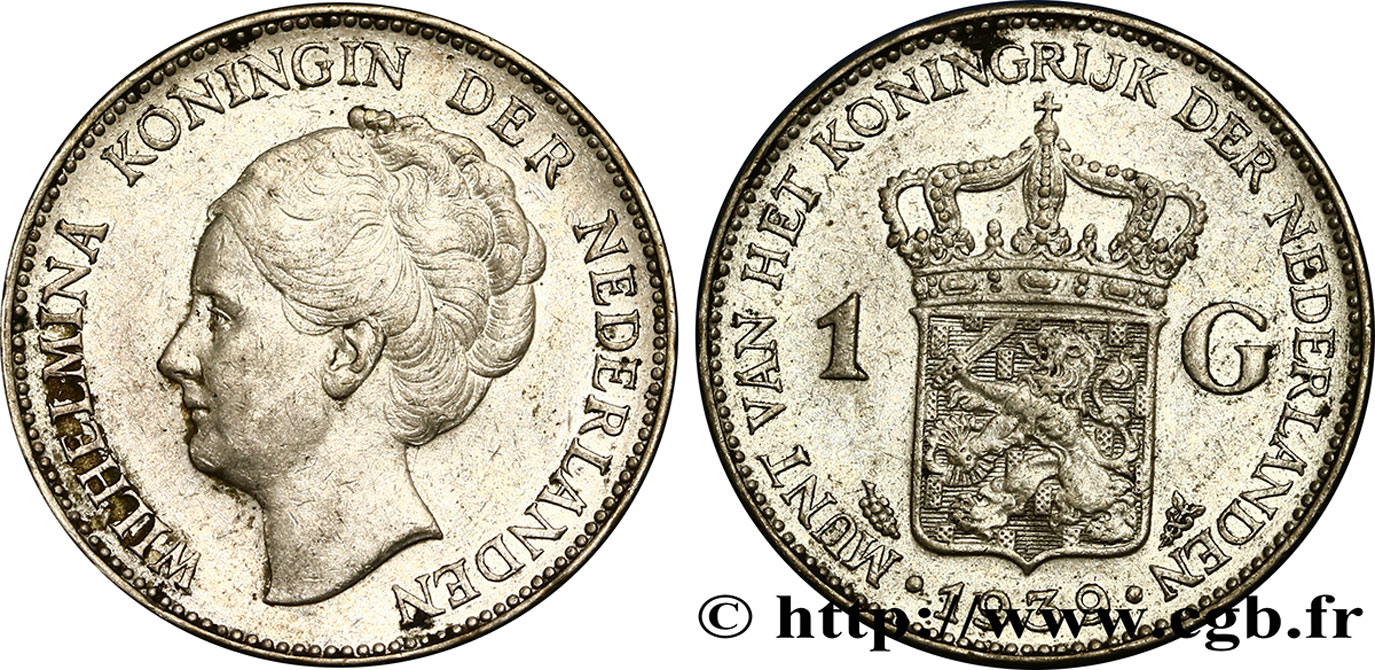 PAYS-BAS 1 Gulden Wilhelmina 1939  TTB+ 