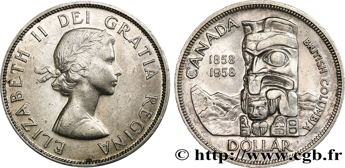 CANADA 1 Dollar Elisabeth II / Colombie Britannique 1958  TTB+ 