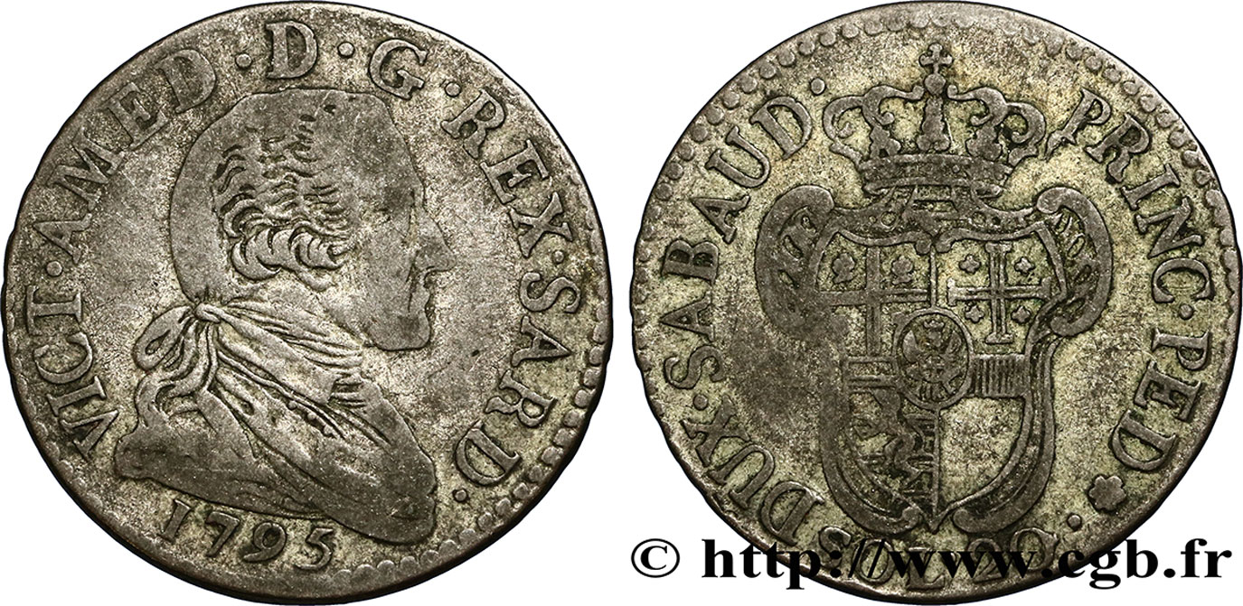 ITALIE - ROYAUME DE SARDAIGNE 20 Soldi Victor Amédée III 1795 Turin TB