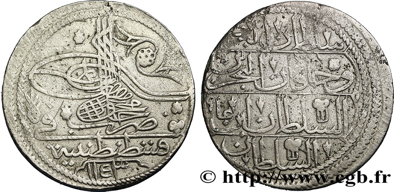 TURQUIE 1 Kurush au nom de Mahmud Ier AH 1143  1730 Constantinople TB+ 