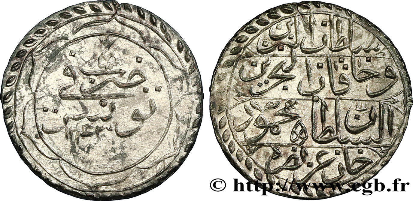 TUNISIE 8 Kharub au nom du Mahmud II an 1242 1826  TTB 