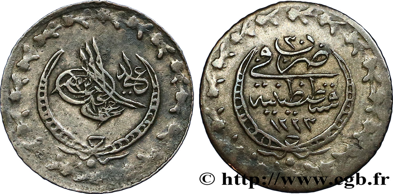 TURQUIE 1 Para frappe au nom de Mahmud II AH1223 an 30 1836 Constantinople TB 