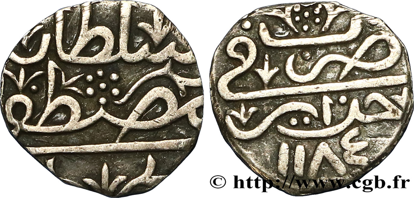 ALGÉRIE 1/8 Boudjou au nom de Mustafa III AH 1184 1770 Alger TTB 
