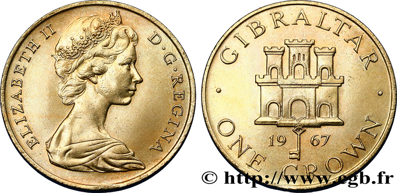 GIBRALTAR 1 Crown  Elisabeth II / emblème 1967  MS 