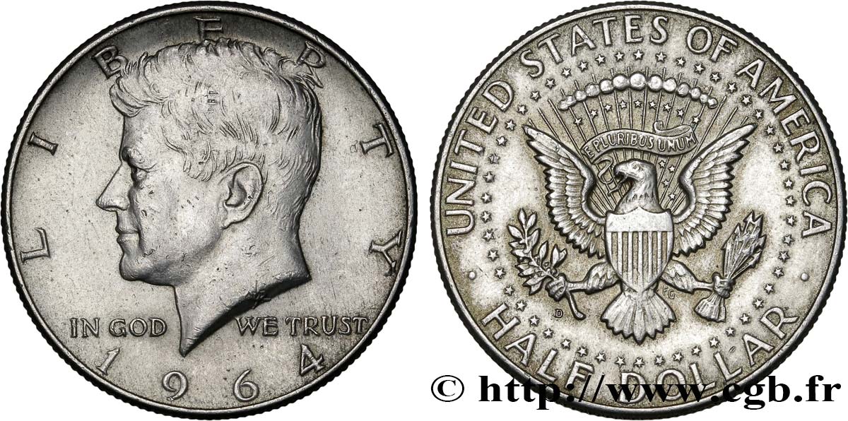 ÉTATS-UNIS D AMÉRIQUE 1/2 Dollar Kennedy 1964 Denver TTB+ 