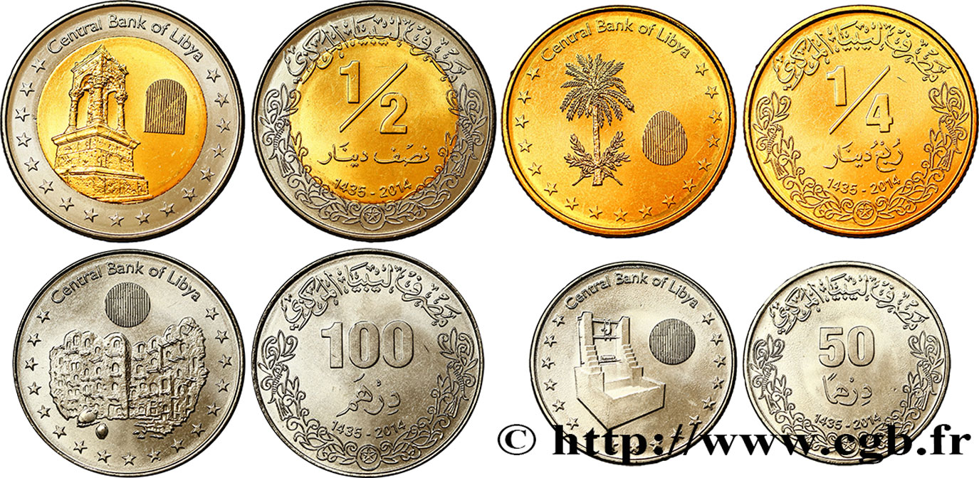 LIBYEN Lot de 4 monnaies AH 1435 2014  fST 