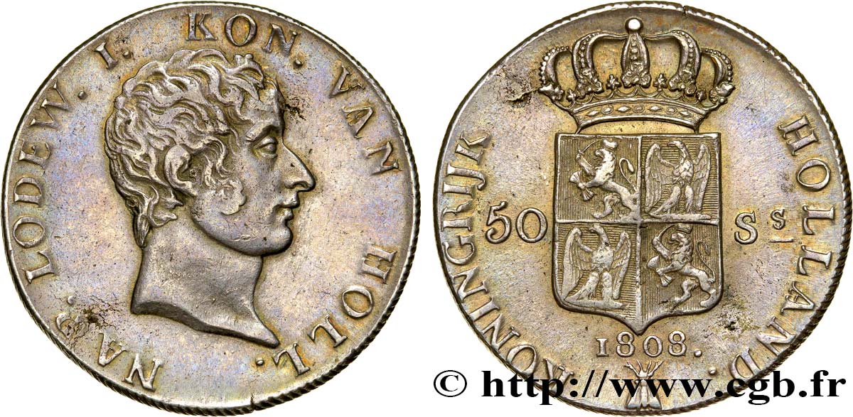 HOLLAND - KINGDOM OF HOLLAND - LOUIS NAPOLEON 50 Stuivers 1808 Utrecht AU 