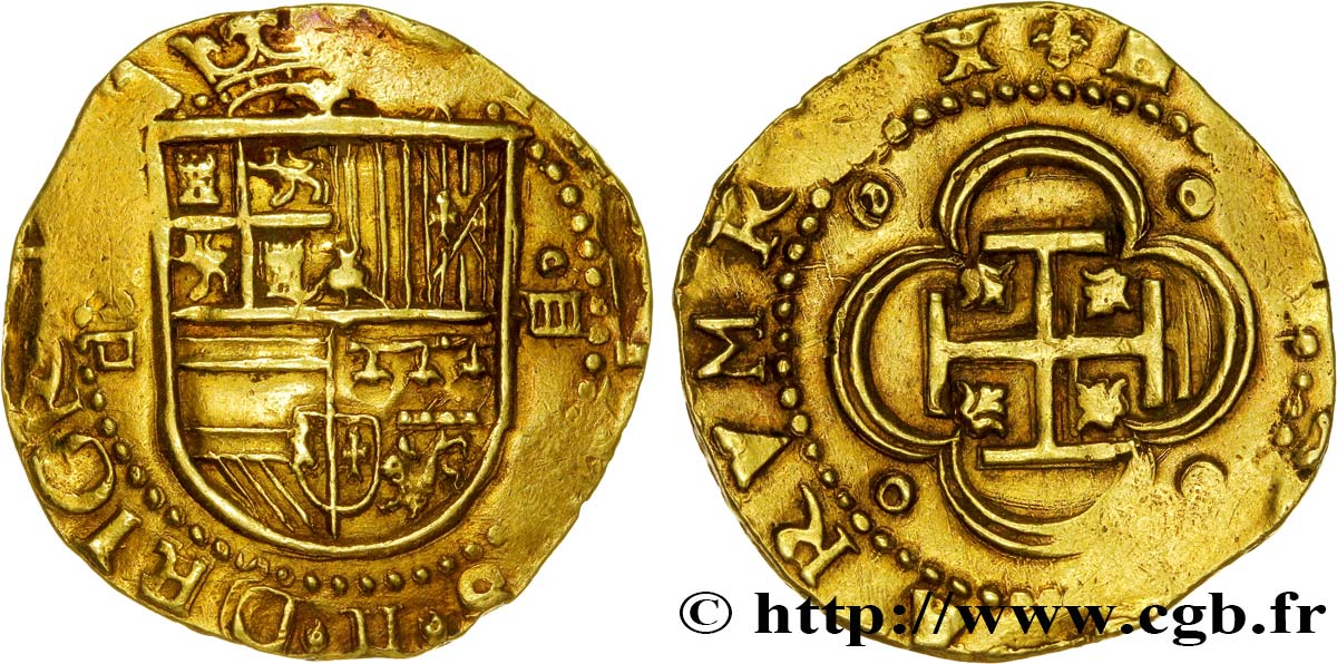 SPAIN - KINGDOM OF SPAIN - PHILIP II 4 Escudos n.d. Séville XF 