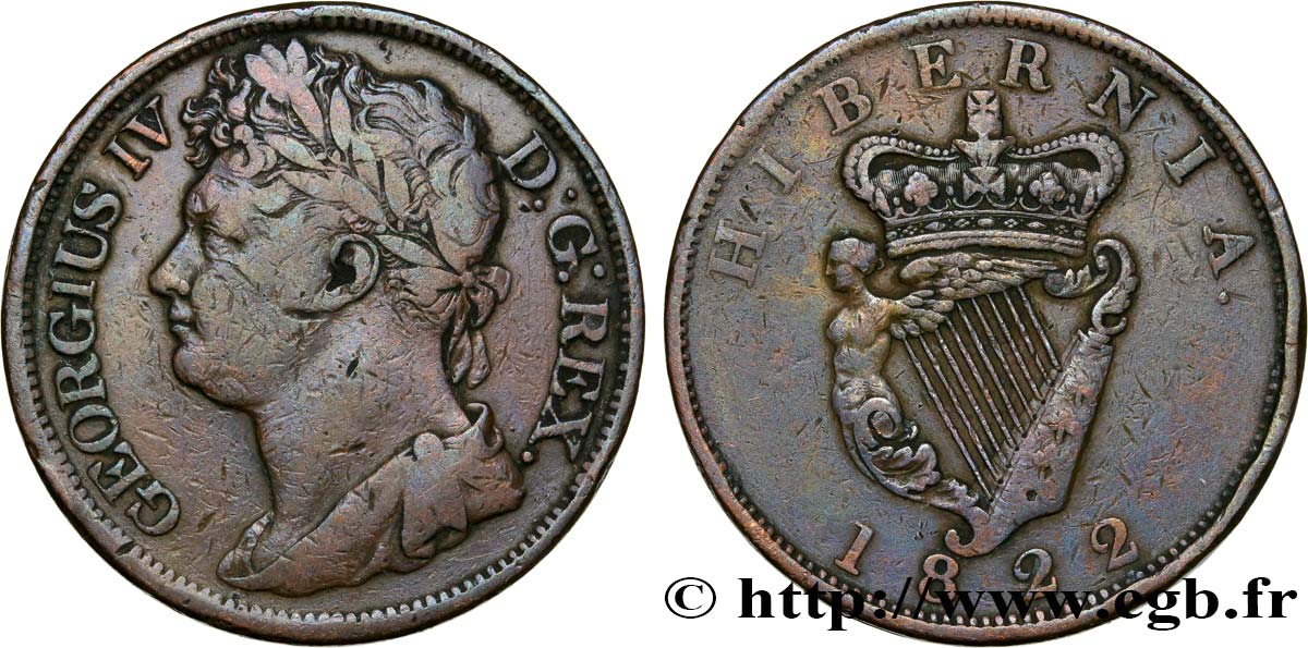 IRLANDE 1 Penny Georges IV 1822  TB 
