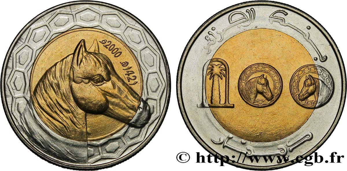 ALGERIA 100 Dinars cheval an 1421 2000  MS 