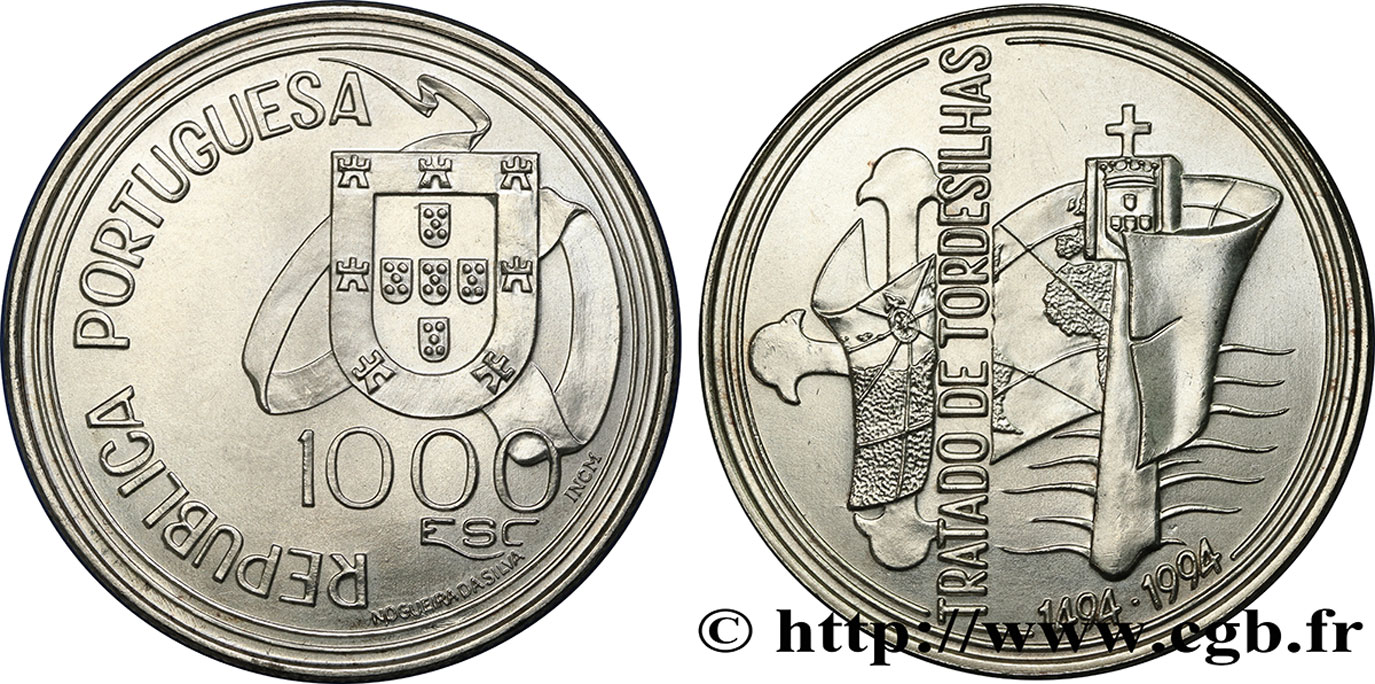 PORTUGAL 1000 Escudos 500e anniversaire du Traité de Tordesilhas 1994  MS 