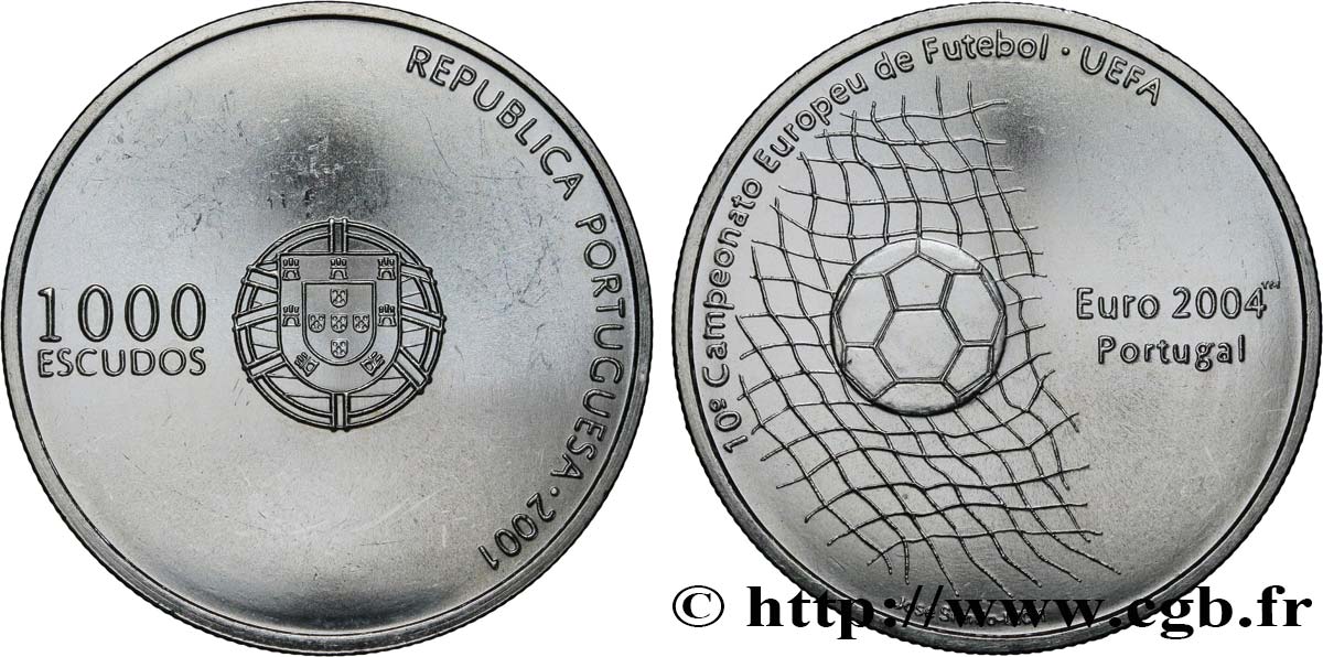 PORTUGAL 1000 Escudos 10e Championnat d’Europe de Football 2001  SUP 