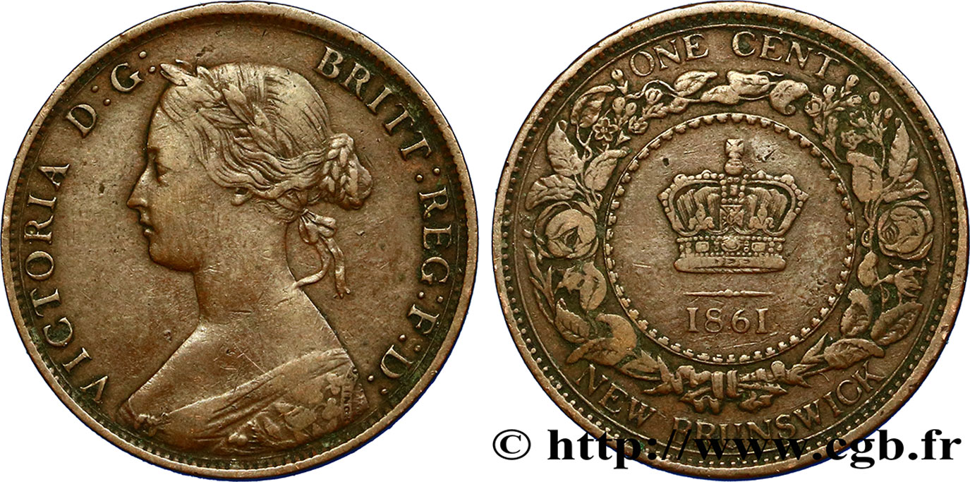 CANADA 1 Cent Nouveau Brunswick Victoria 1861  TB+ 