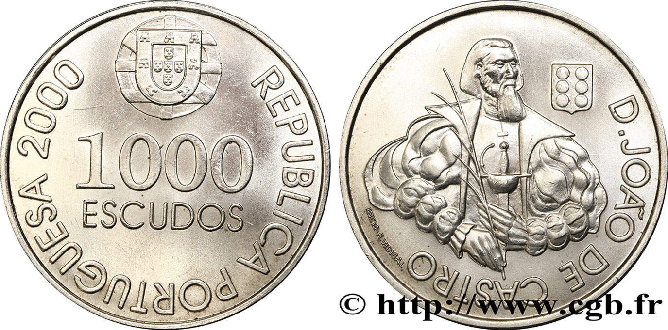 PORTUGAL 1000 Escudos D. Joao de Castro, explorateur  de la mer Rouge et vice-roi des Indes  2000  SUP 