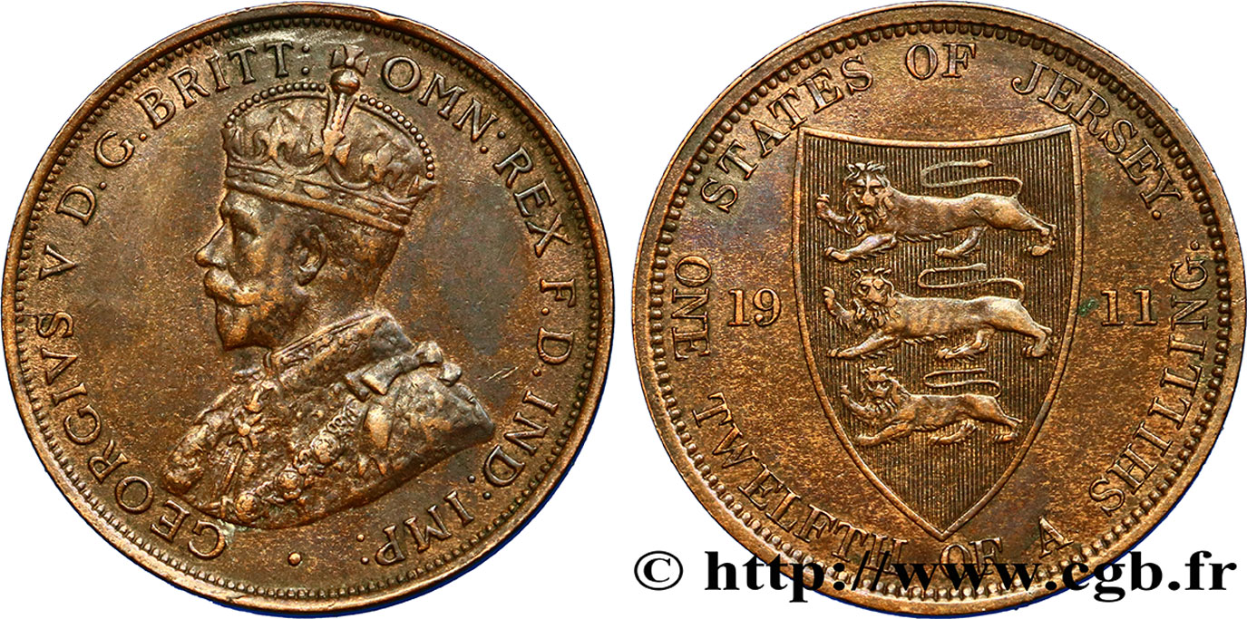 JERSEY 1/12 Shilling Georges V 1911  AU 