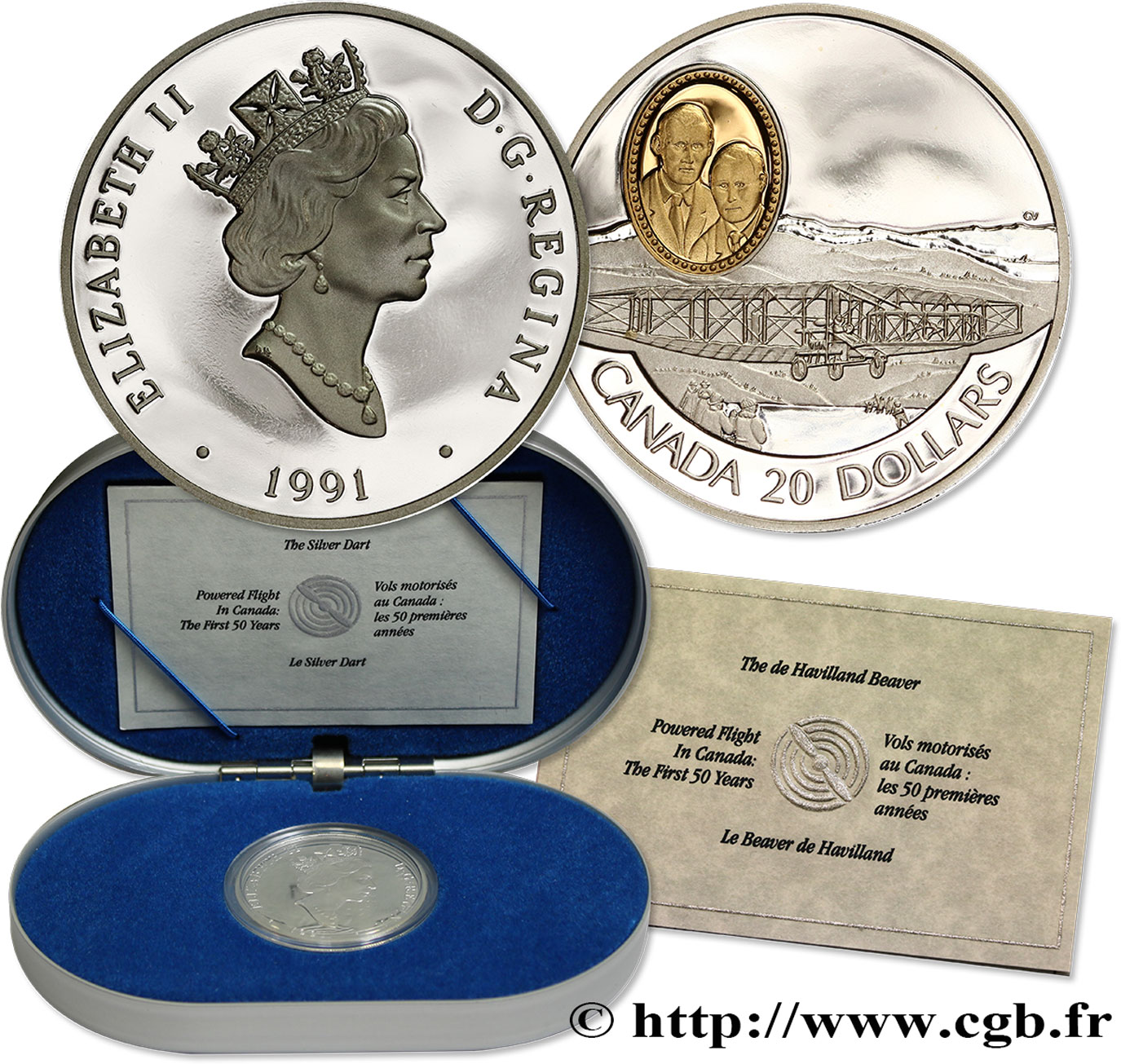 CANADA 20 Dollars proof Elisabeth II / Avion Silver Dart  1991  FDC 