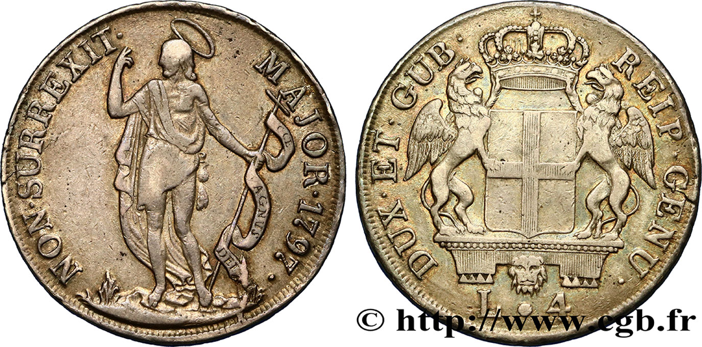 ITALIA - REPUBBLICA DE GENOVA 4 Lire 1797 Gênes BB 