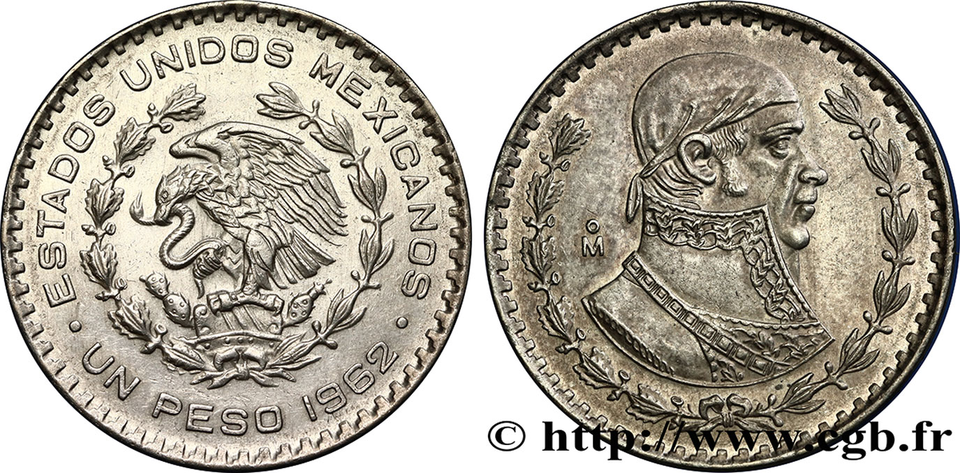 MEXICO 1 Peso Jose Morelos y Pavon / aigle 1962 Mexico AU 