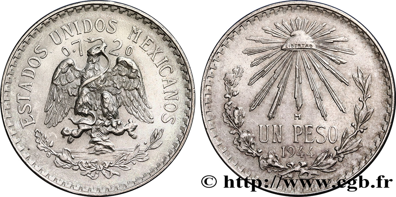 MEXIKO 1 Peso 1944 Mexico VZ 