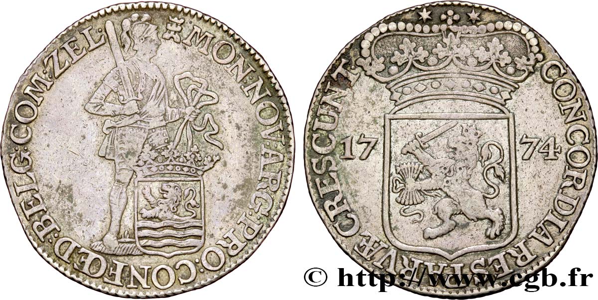 NETHERLANDS - UNITED PROVINCES 1 Ducat d’argent Zélande 1774 Middelbourg XF 