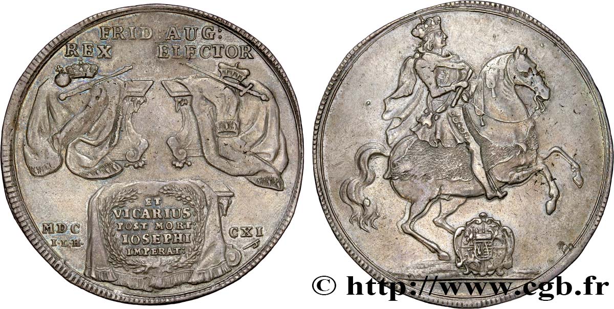 GERMANY - SAXONY - FREDERICK AUGUSTUS I Thaler  1711 Dresde XF 