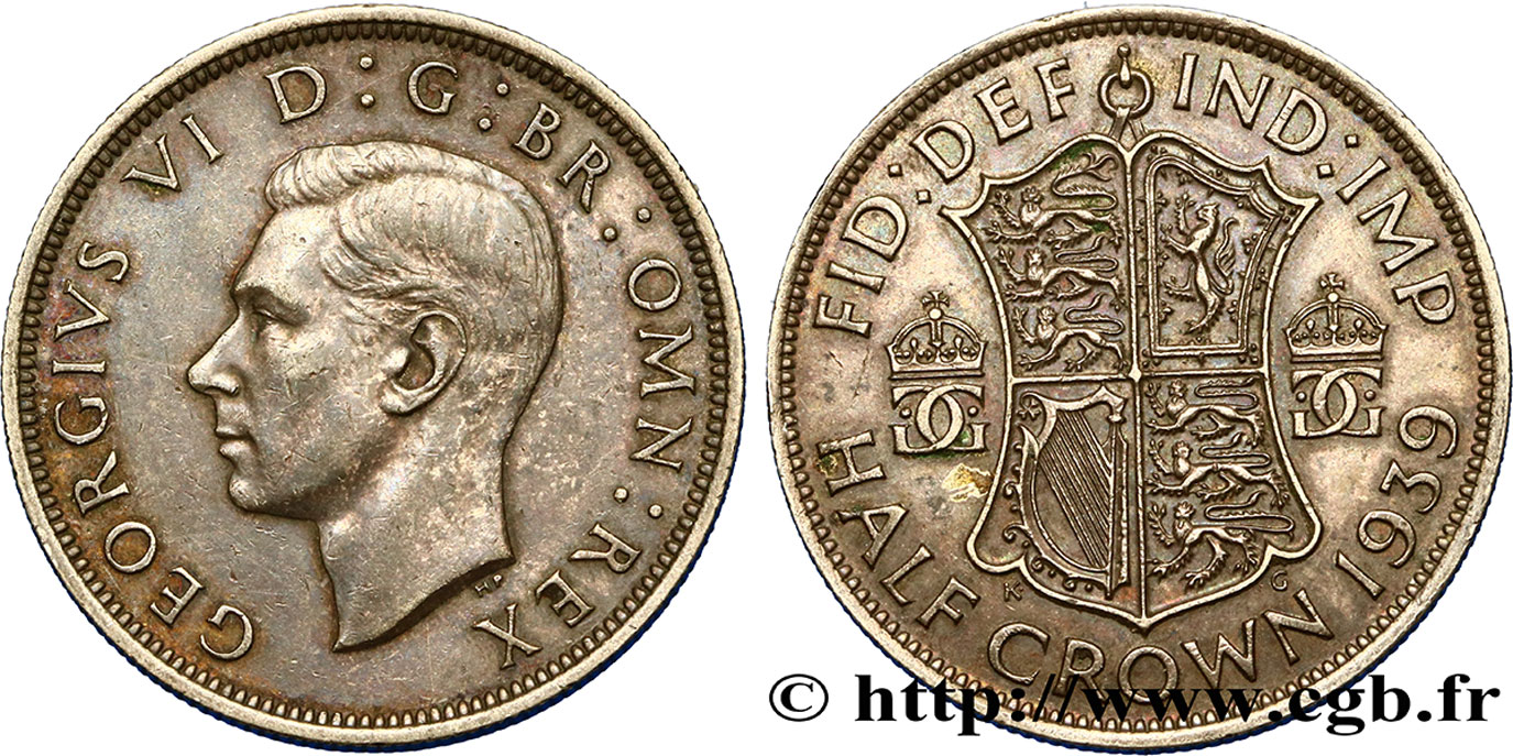 ROYAUME-UNI 1/2 Crown Georges VI 1939  TTB+ 