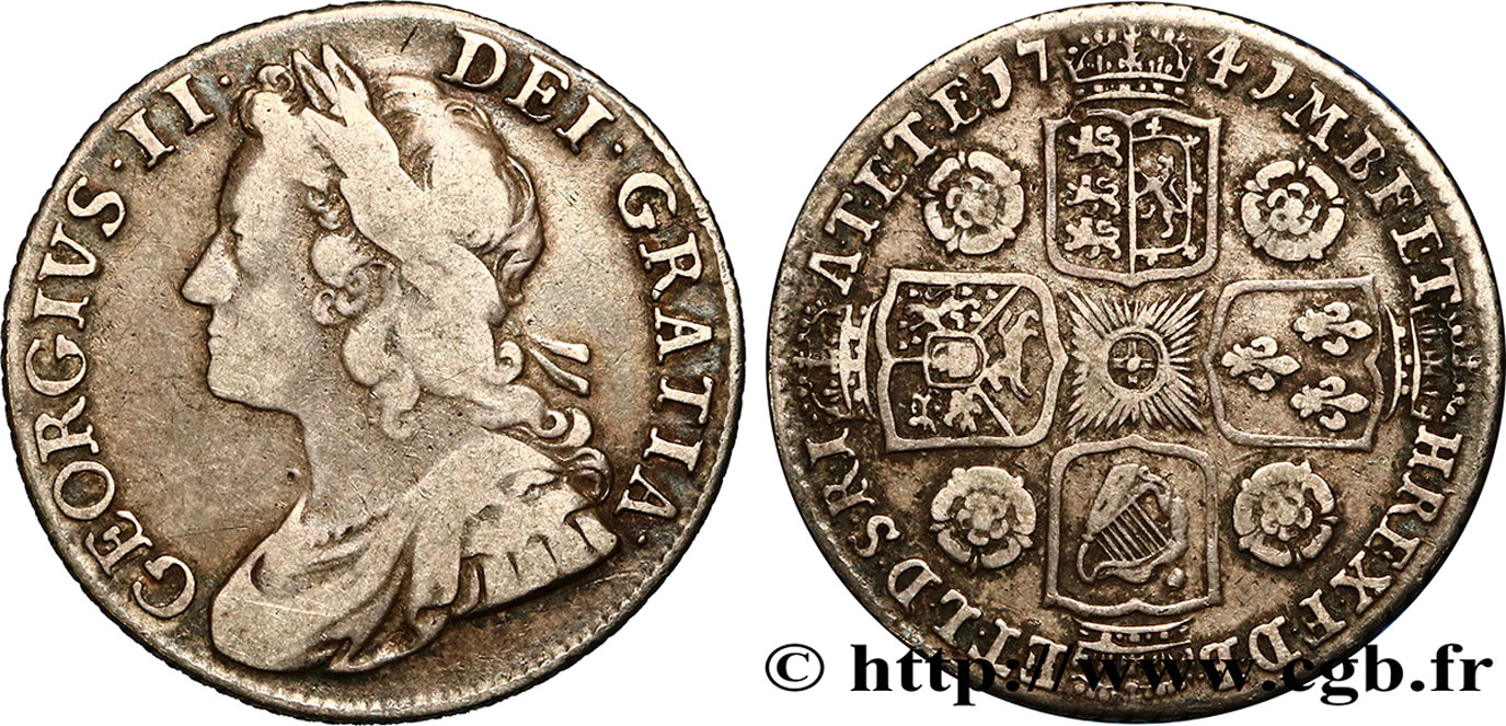 ROYAUME-UNI 1 Shilling Georges II 1741  TB+ 
