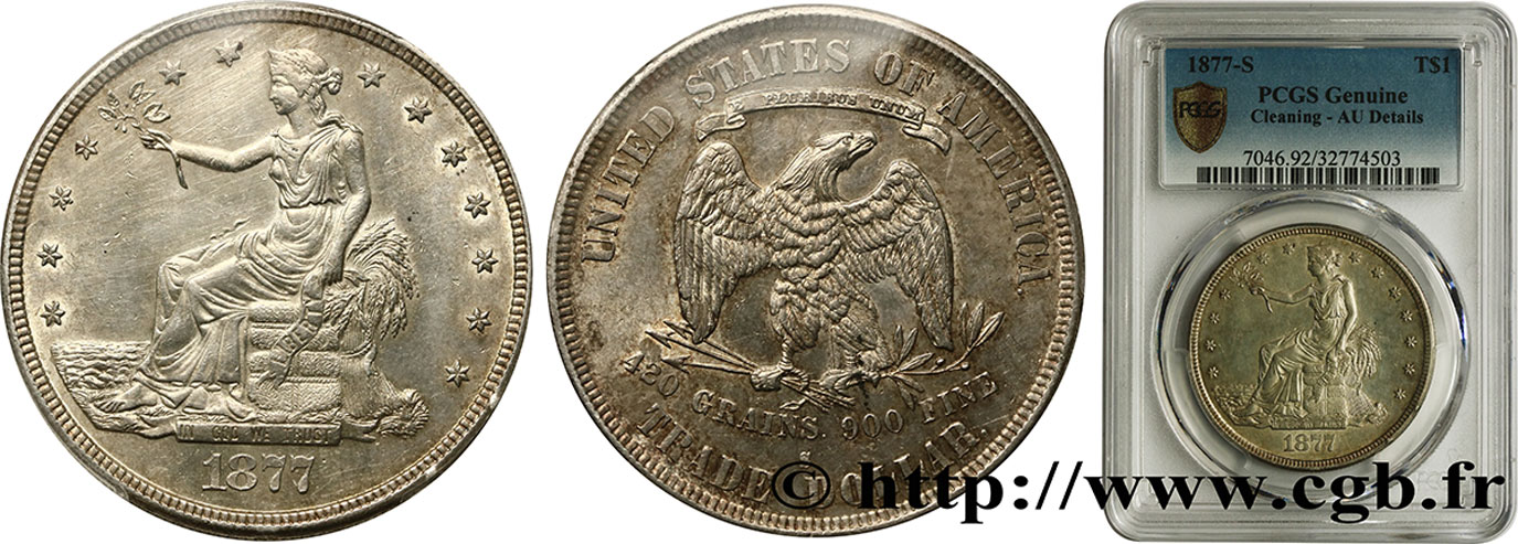 ÉTATS-UNIS D AMÉRIQUE 1 Dollar type “trade Dollar” 1877 San Francisco SUP PCGS