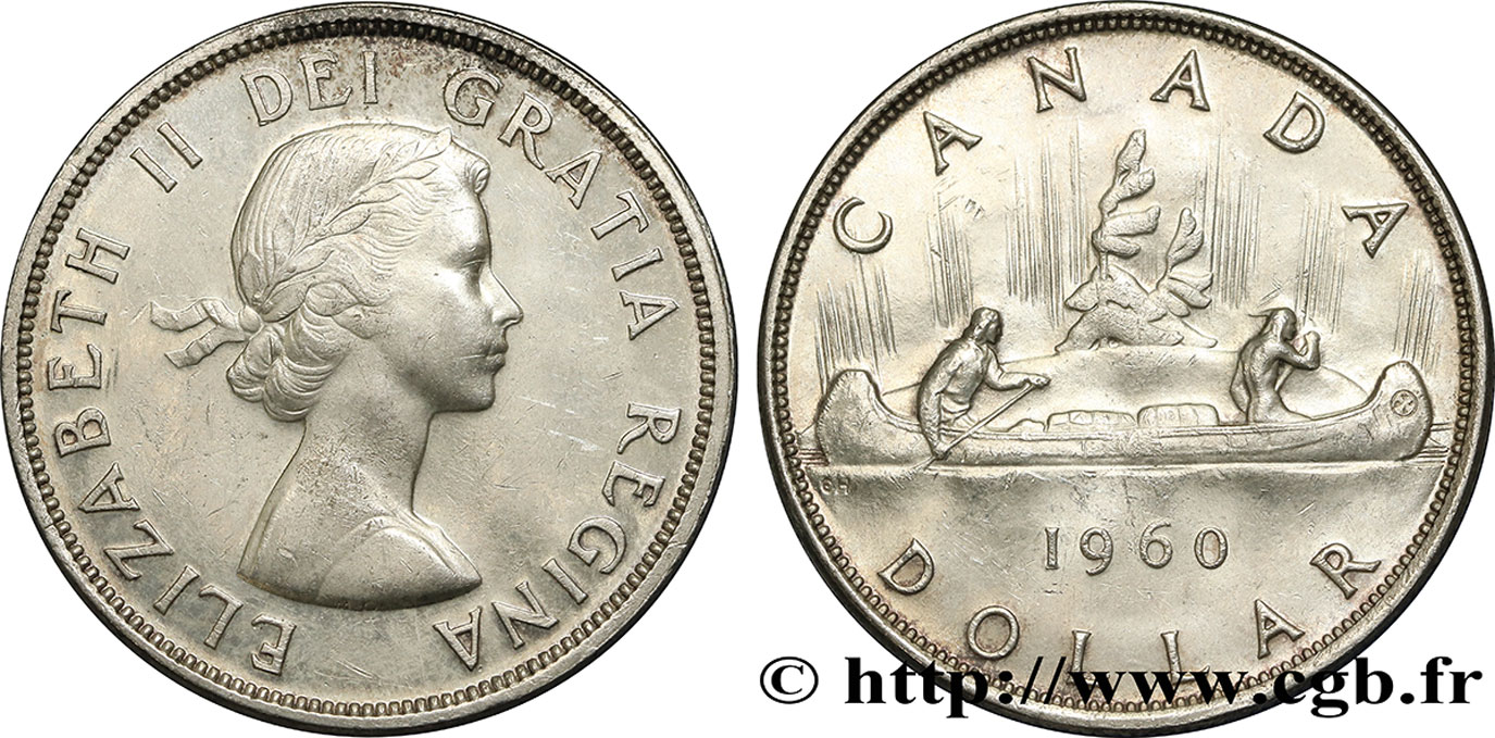 CANADA 1 Dollar Elisabeth II / canoe avec indien 1960  SUP 