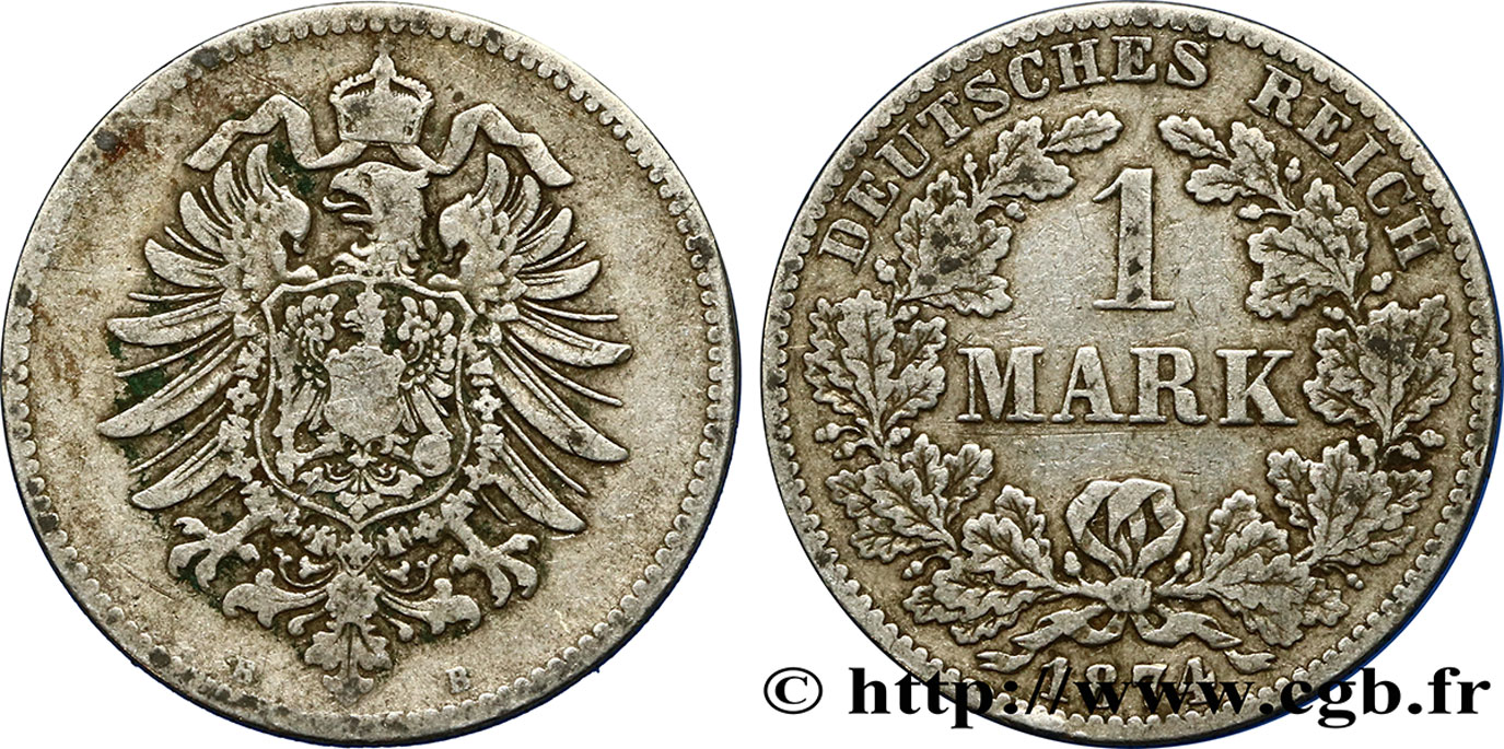ALLEMAGNE 1 Mark Empire aigle impérial 1874 Hanovre - B TB 