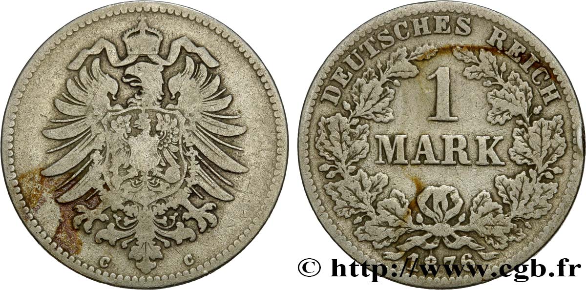 ALEMANIA 1 Mark Empire aigle impérial 1876 Francfort - C BC+ 