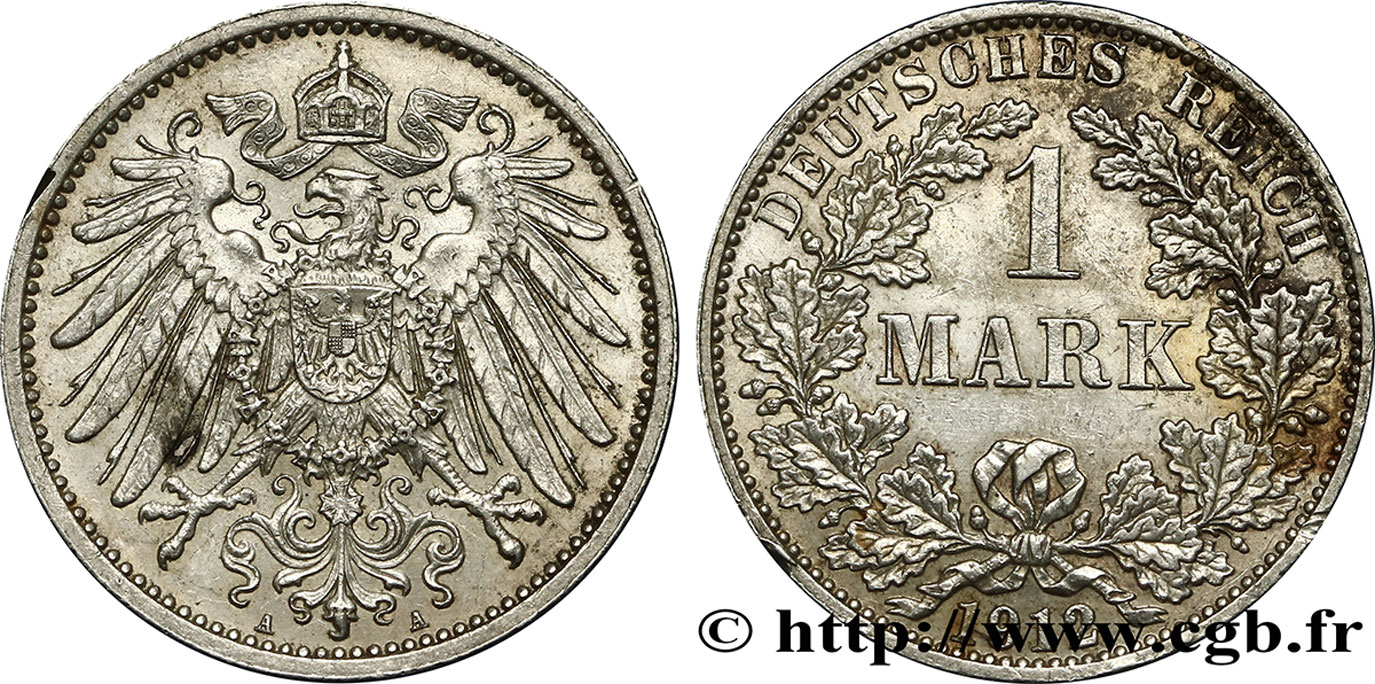 ALLEMAGNE 1 Mark Empire aigle impérial 2e type 1911 Berlin SUP 