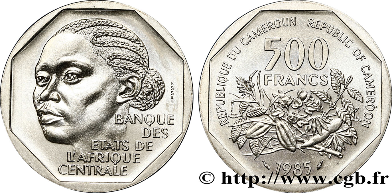 CAMEROUN Essai de 500 Francs femme légende bilingue 1985 Paris FDC 