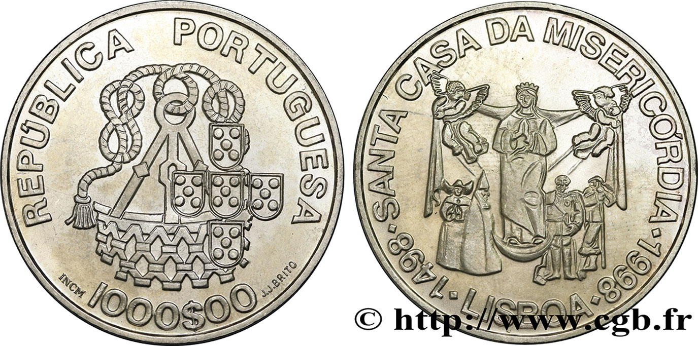 PORTUGAL 1000 Escudos 400e anniversaire de la Santa Casa da Misericórdia de Lisbonne 1998  SPL 