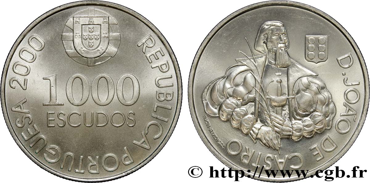 PORTUGAL 1000 Escudos D. Joao de Castro, explorateur  de la mer Rouge et vice-roi des Indes  2000  SPL 