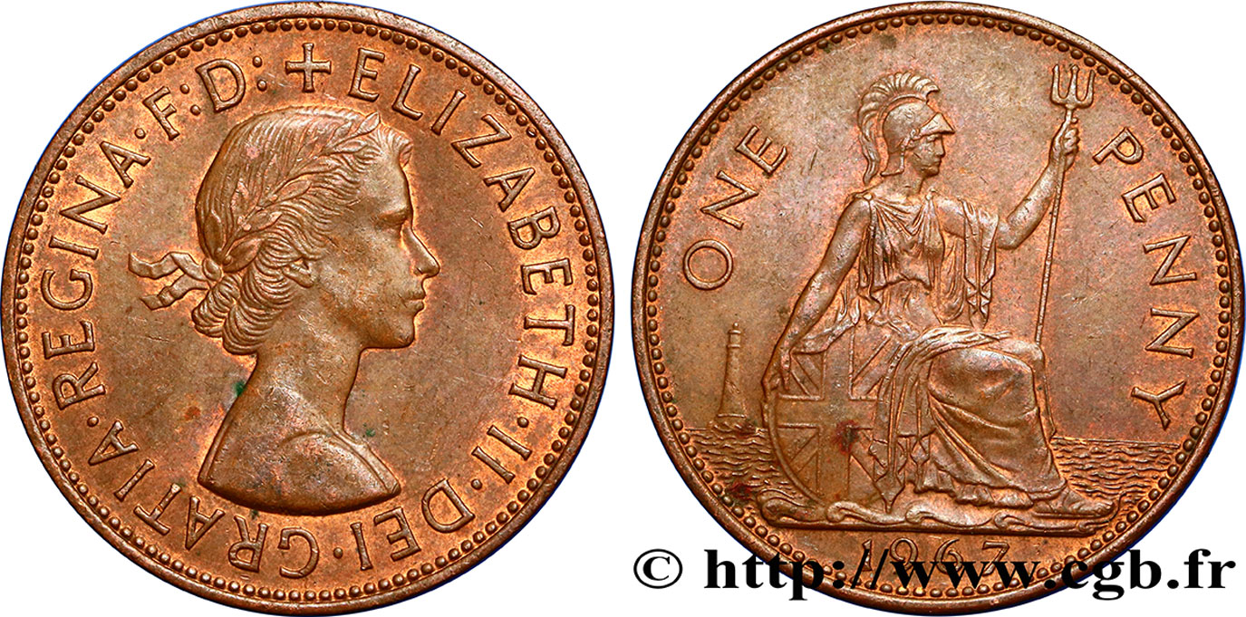 ROYAUME-UNI 1 Penny Elisabeth II 1967  SUP 