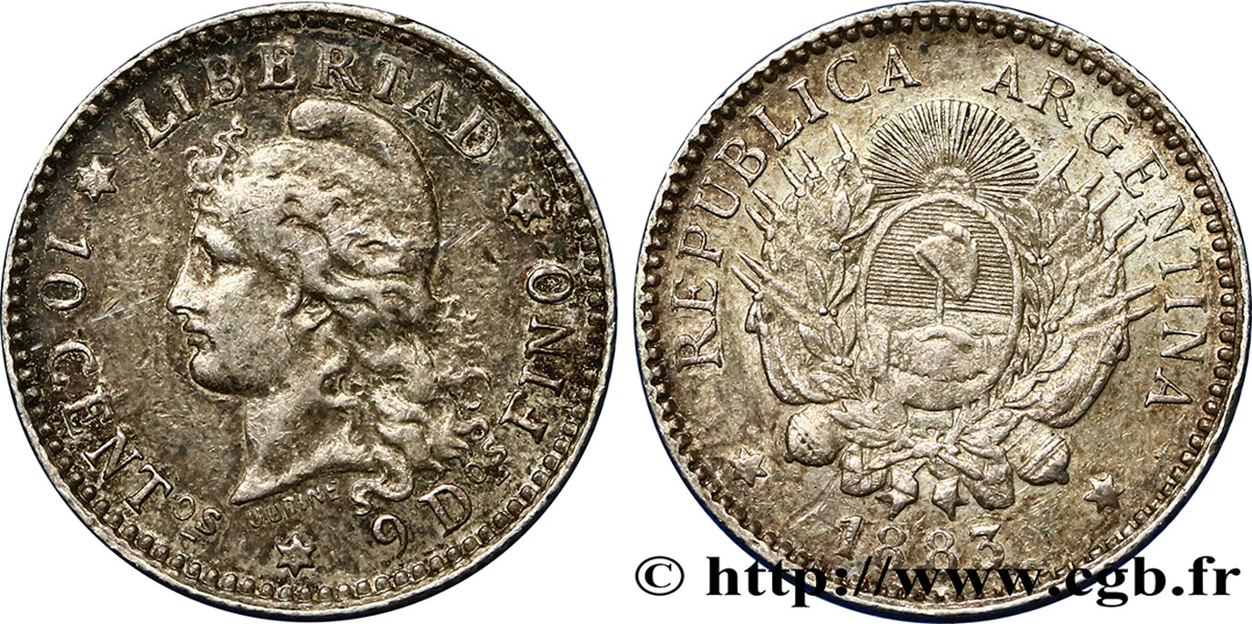 ARGENTINE 10 Centavos 1883  SUP 