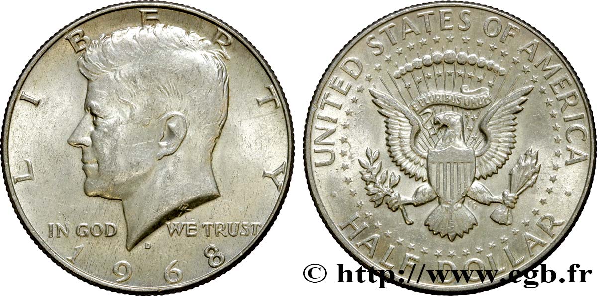 ESTADOS UNIDOS DE AMÉRICA 1/2 Dollar Kennedy 1968 Denver EBC 