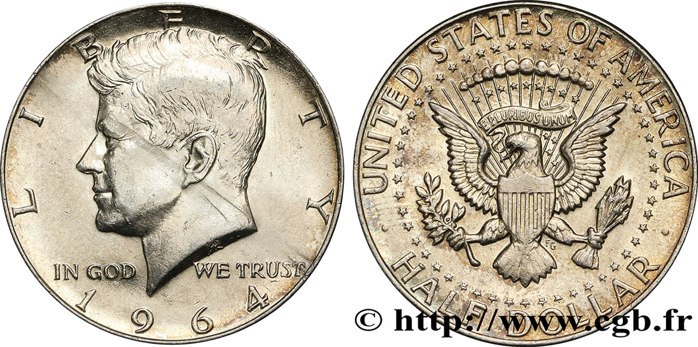 VEREINIGTE STAATEN VON AMERIKA 1/2 Dollar Kennedy 1964 Philadelphie VZ 