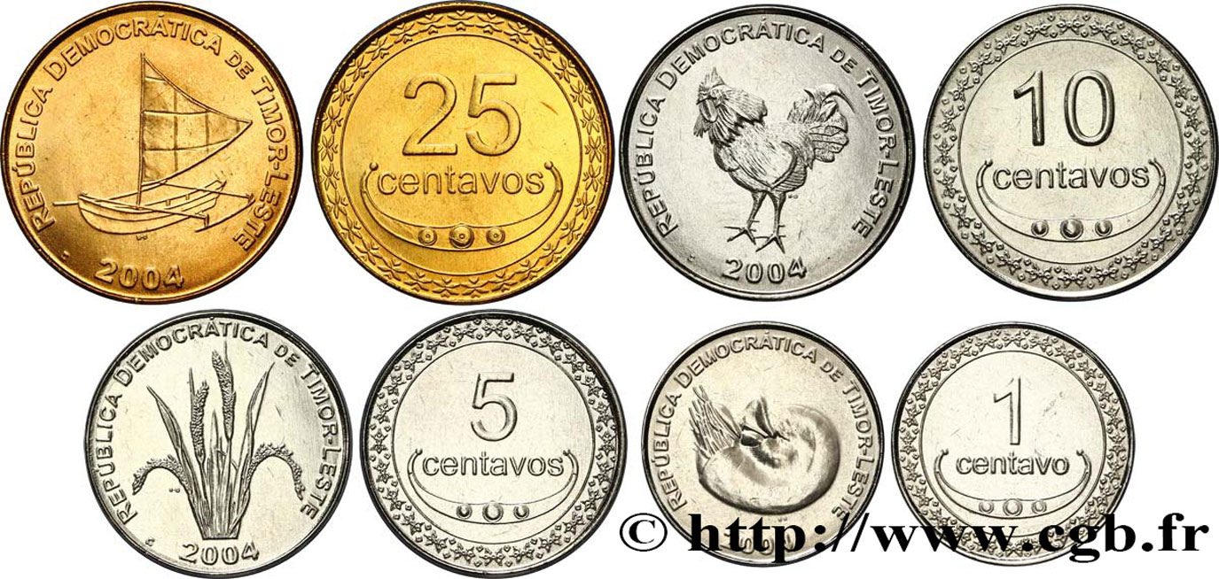 TIMOR Lot de 4 monnaies 1, 5, 10 et 25 Centavos 2004  MS 