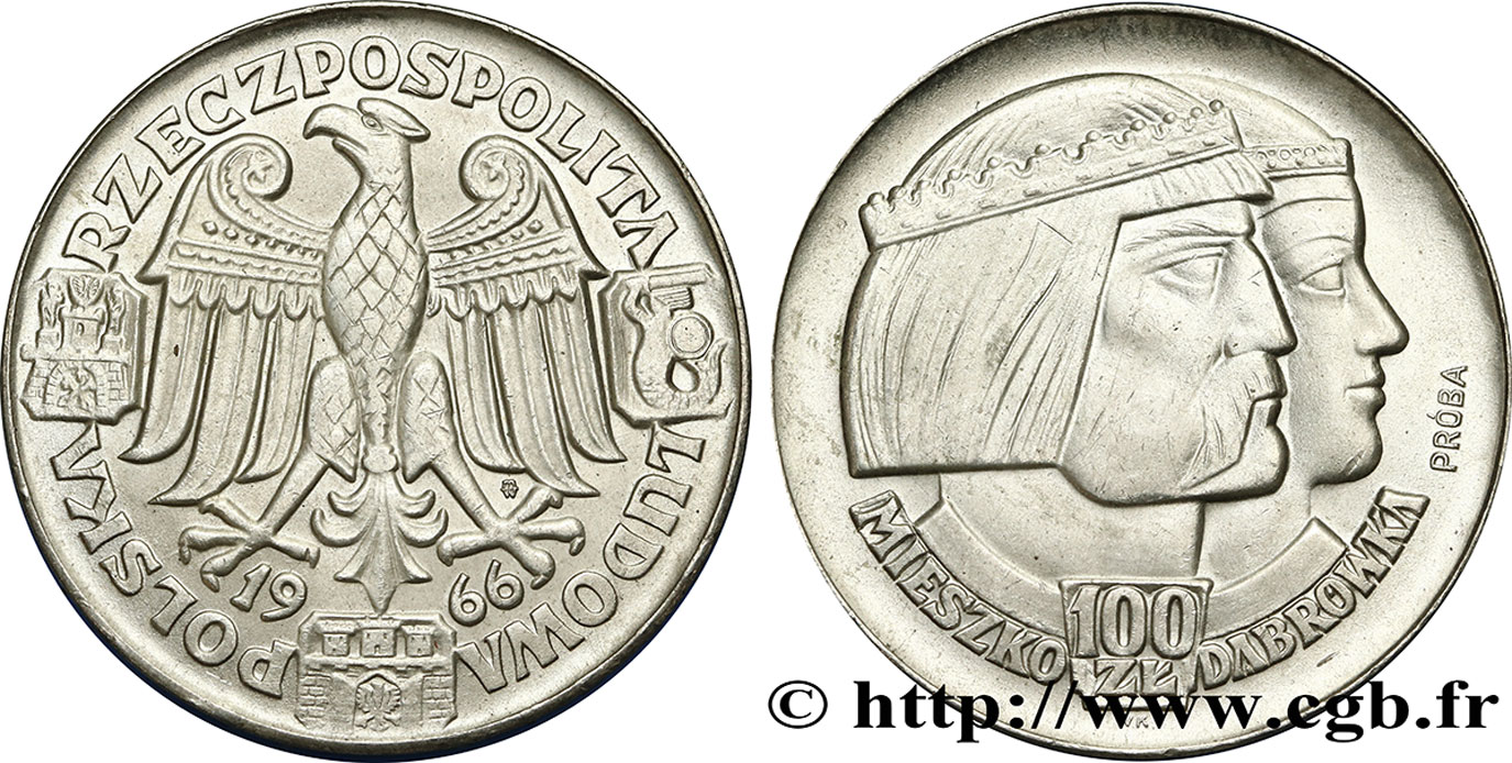 POLOGNE 100 Zlotych - 1000 ans de la Pologne 1966 Varsovie SUP 