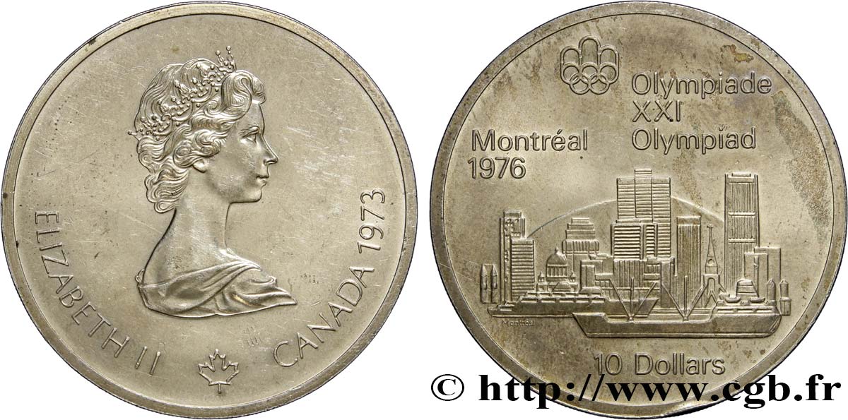 CANADA 10 Dollars JO Montréal 1976 “skyline” de Montréal 1973  SUP 