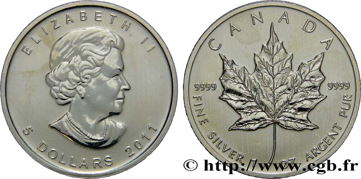 CANADA 5 Dollars (1 once) Proof feuille d’érable 2011  SUP 