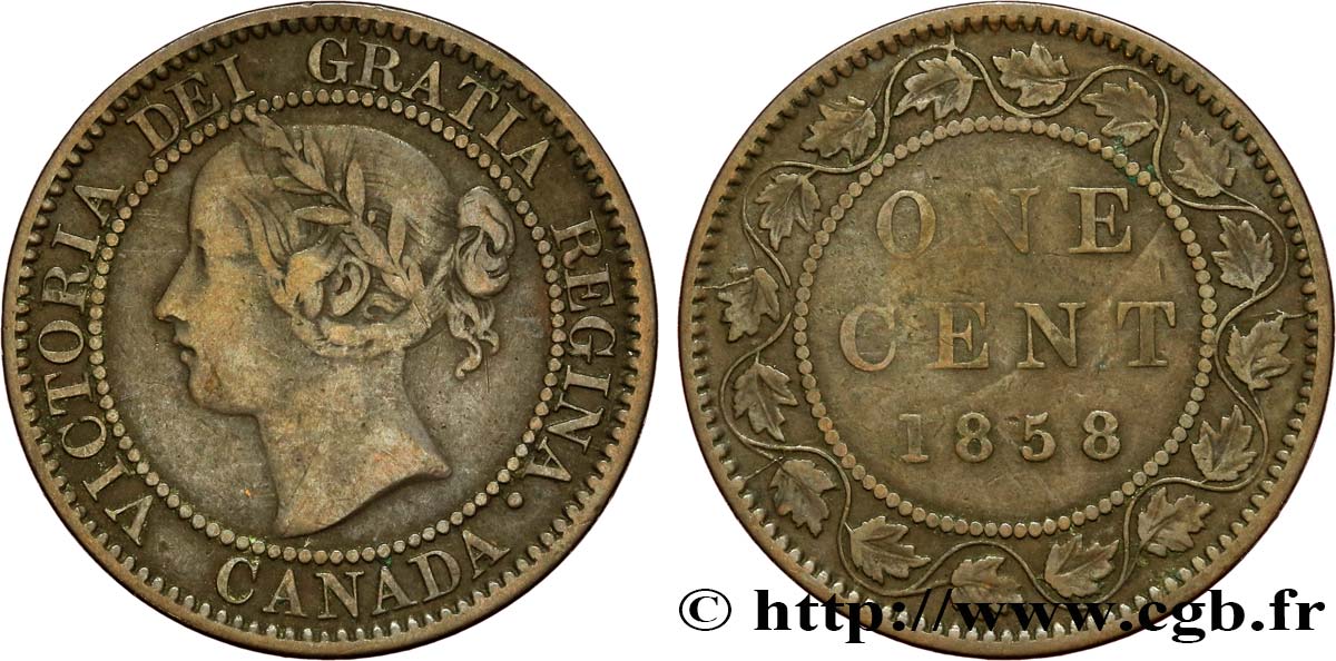 CANADA 1 Cent Victoria 1858  VF 