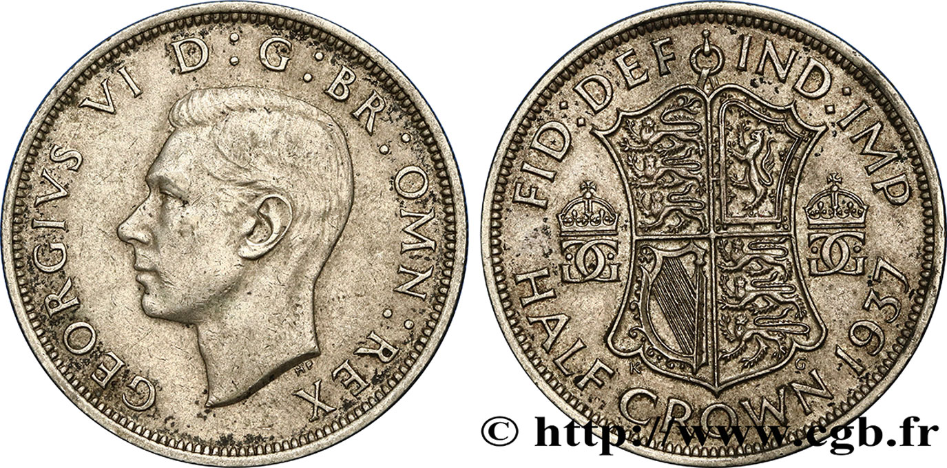 REINO UNIDO 1/2 Crown Georges VI 1937  MBC+ 