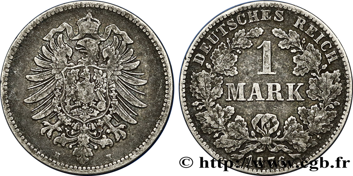 GERMANIA 1 Mark Empire aigle impérial 1876 Darmstadt BB 