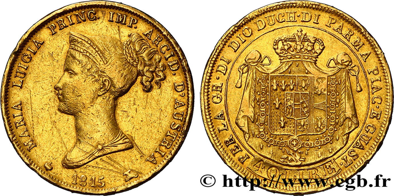 ITALY - PARMA AND PIACENZA 40 Lire Marie-Louise 1815 Milan VF/AU 