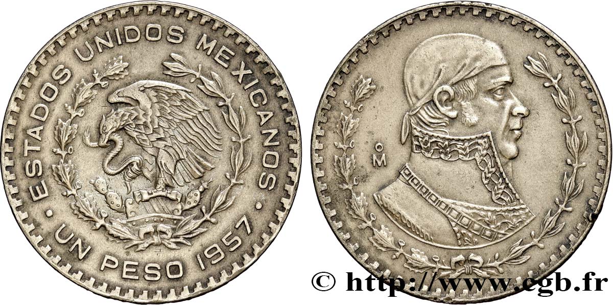 MEXIQUE 1 Peso Jose Morelos y Pavon 1957 Mexico TTB+ 